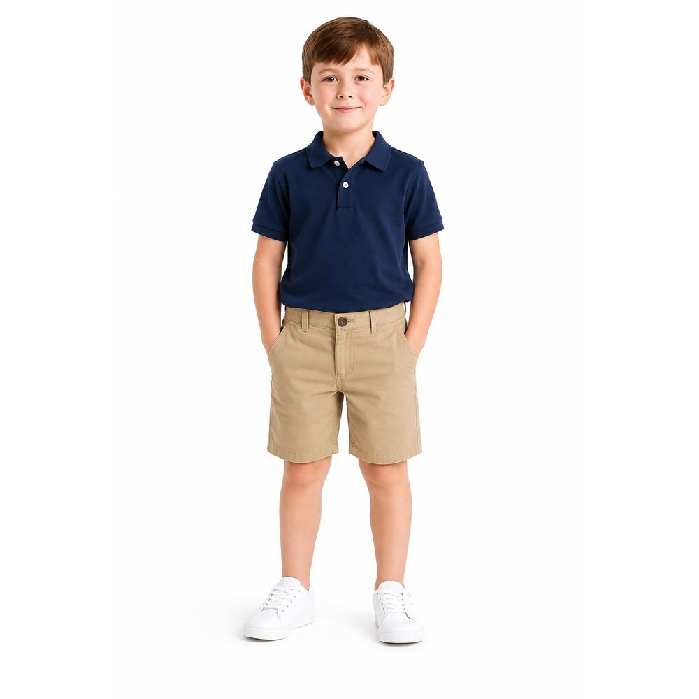 Akademiks Boys Khaki Shorts Size 6 Cotton Casual Flat Front Tan Embroidered Logo